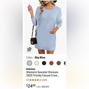 Dokotoo Sky Blue Knit Sweater Dress